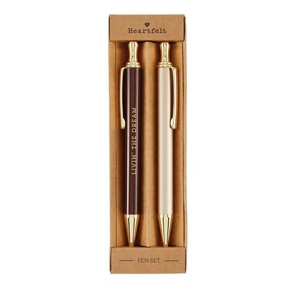 Elegant Medium Point Ballpoint Pen Set w/ message Livin' the Dream Black Ink - Picture 1 of 3